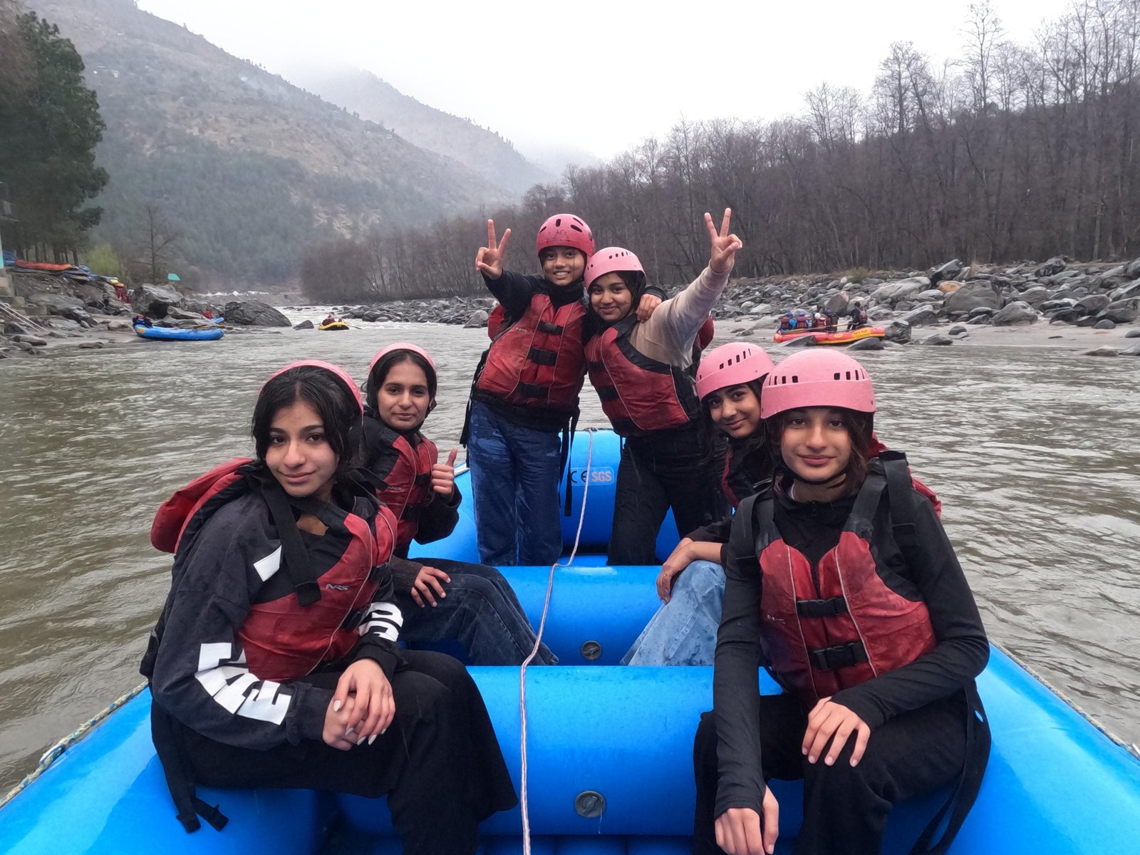 Students participating in in-school adventure activities